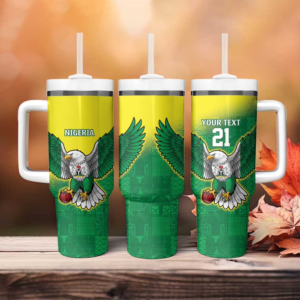 Custom Cricket African Nigeria Tumbler With Handle Najeriya Angry Eagle Flag Motif LT9
