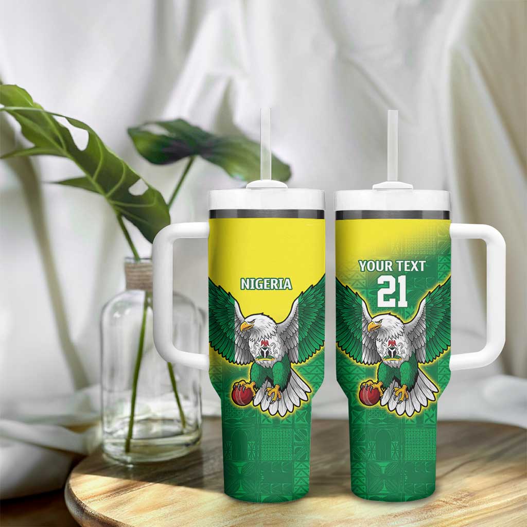 Custom Cricket African Nigeria Tumbler With Handle Najeriya Angry Eagle Flag Motif LT9