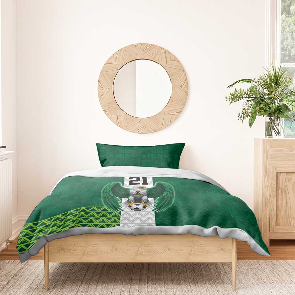 Custom Football African Nigeria Bedding Set Retro Nigeria 20-21 Eagle Flag Motif LT9