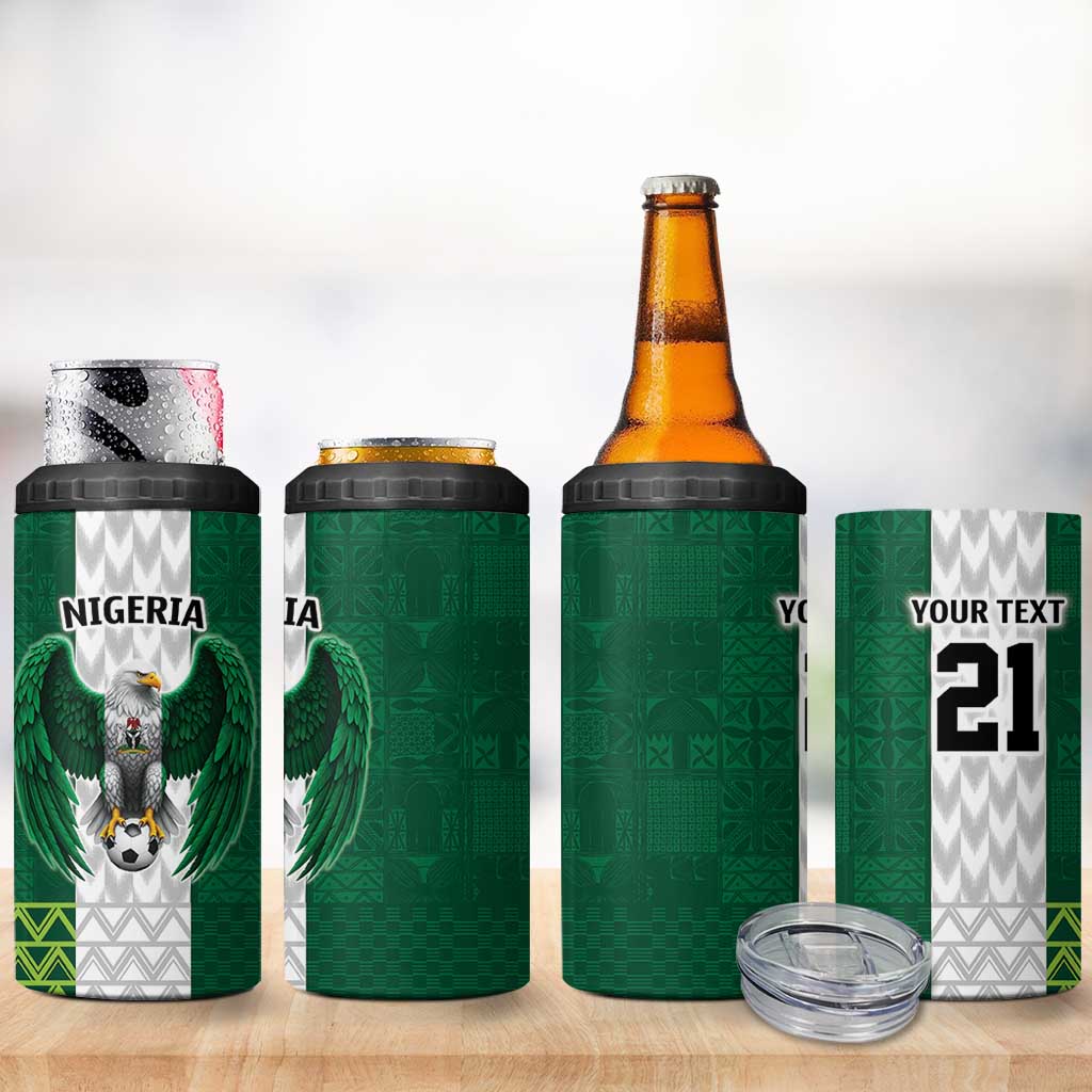 Custom Football African Nigeria 4 in 1 Can Cooler Tumbler Retro Nigeria 20-21 Eagle Flag Motif LT9