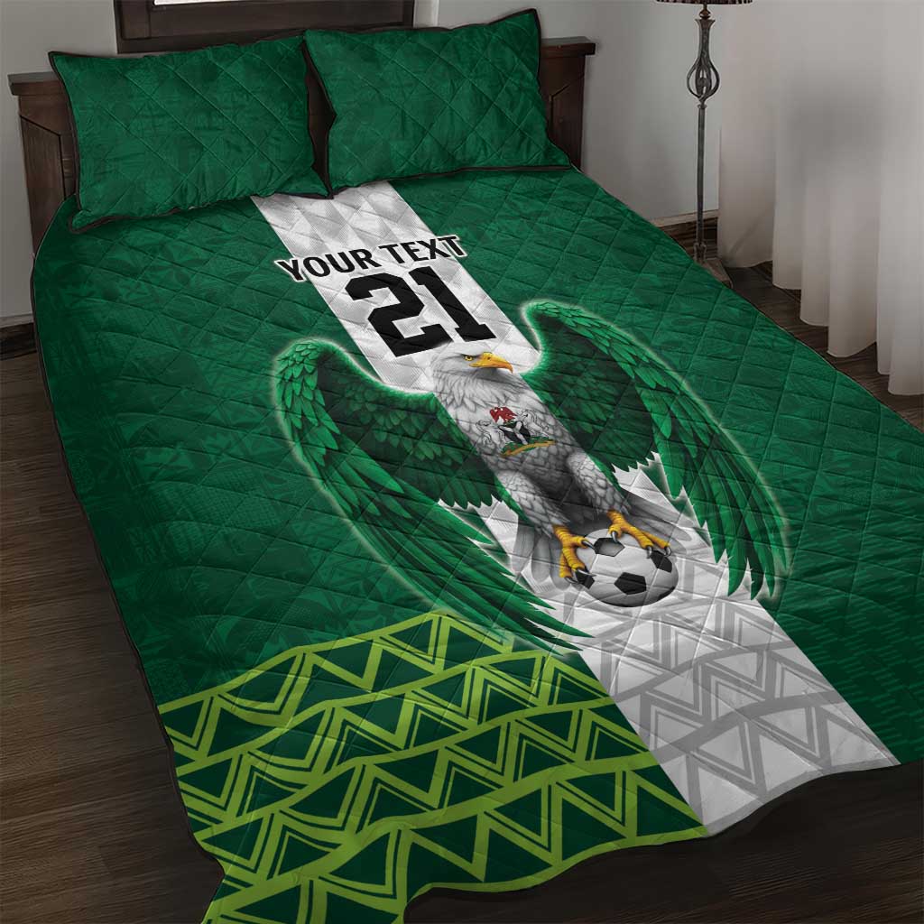 Custom Football African Nigeria Quilt Bed Set Retro Nigeria 20-21 Eagle Flag Motif LT9