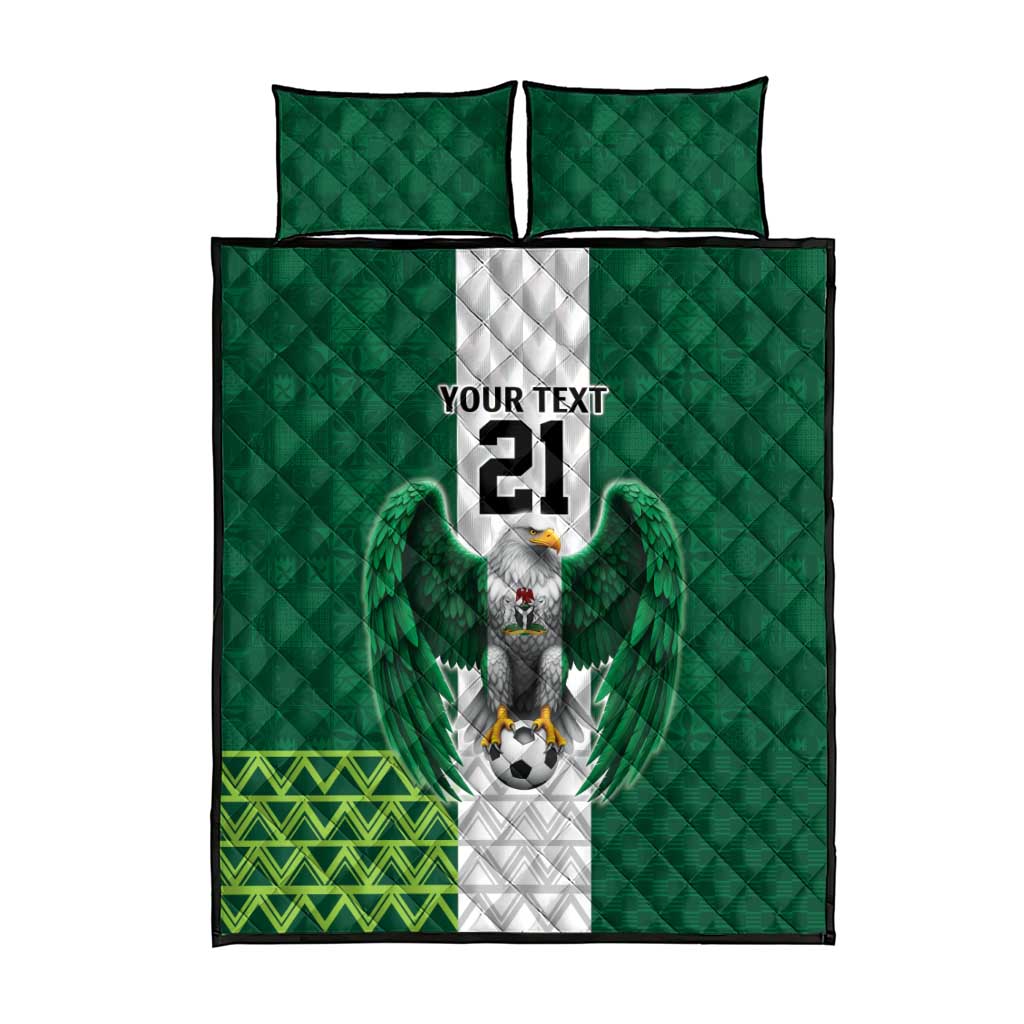 Custom Football African Nigeria Quilt Bed Set Retro Nigeria 20-21 Eagle Flag Motif LT9