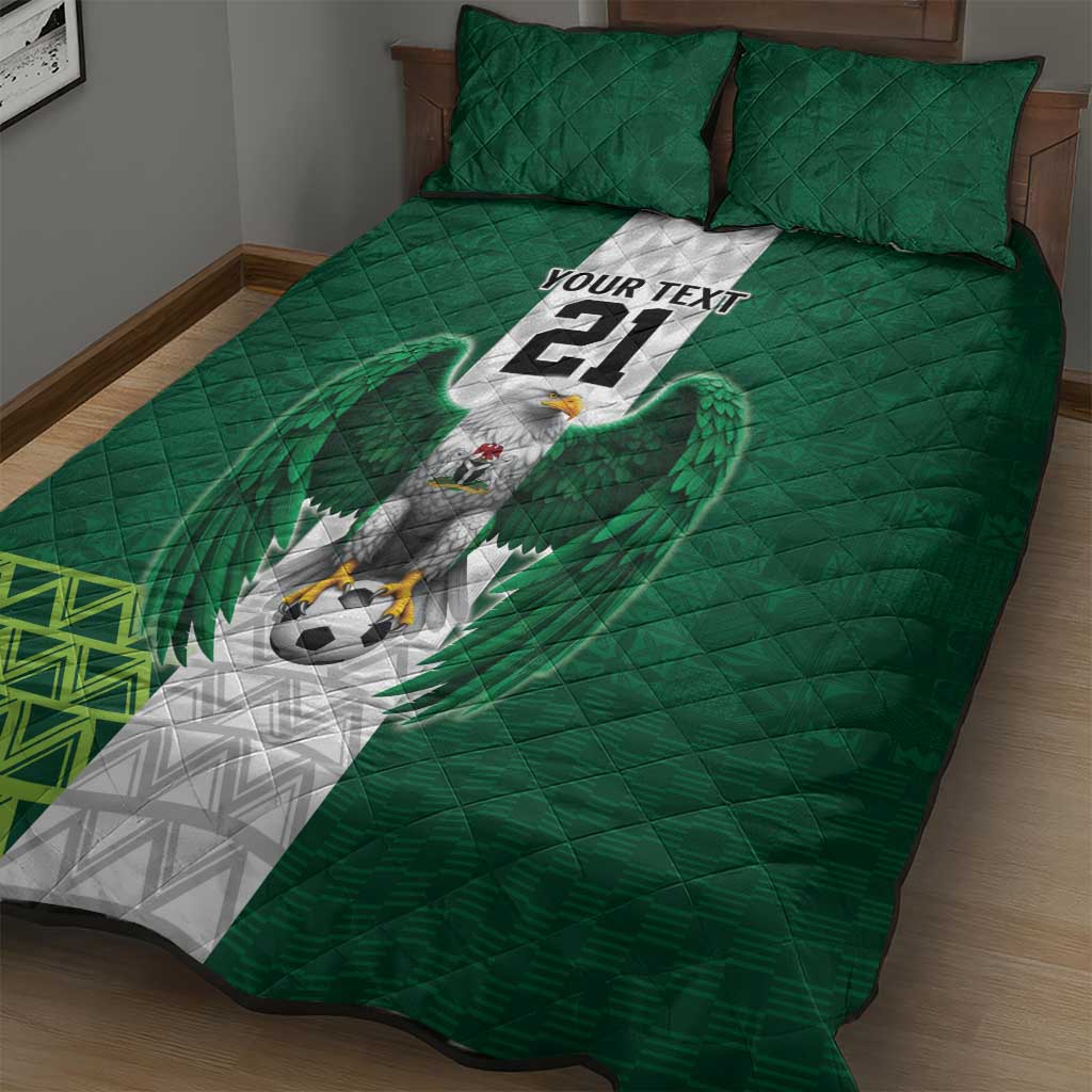 Custom Football African Nigeria Quilt Bed Set Retro Nigeria 20-21 Eagle Flag Motif LT9