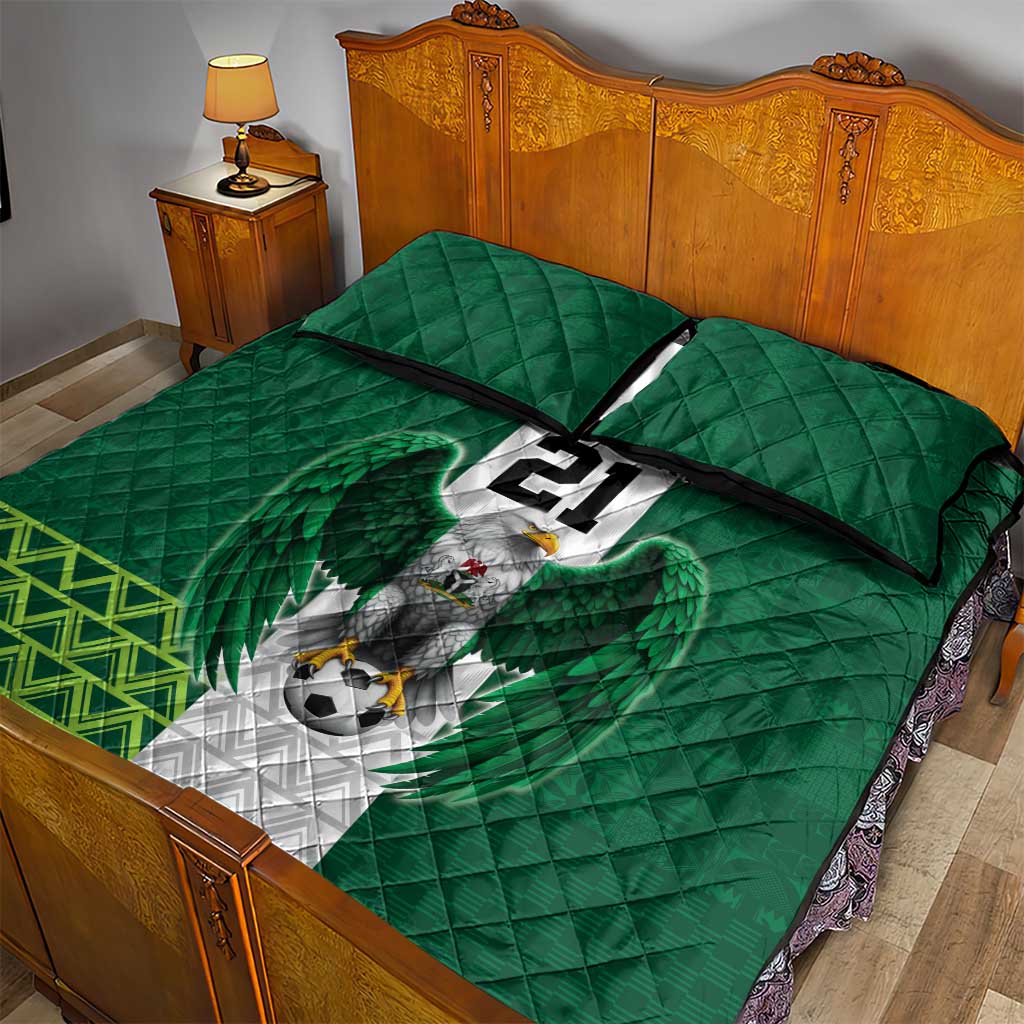 Custom Football African Nigeria Quilt Bed Set Retro Nigeria 20-21 Eagle Flag Motif LT9