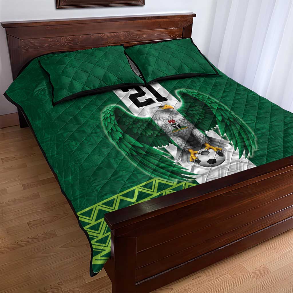 Custom Football African Nigeria Quilt Bed Set Retro Nigeria 20-21 Eagle Flag Motif LT9