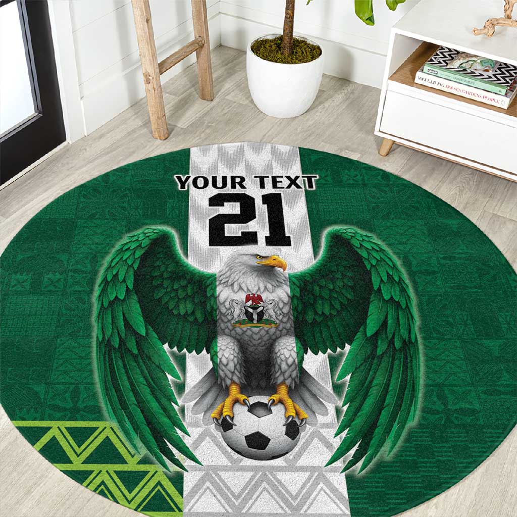 Custom Football African Nigeria Round Carpet Retro Nigeria 20-21 Eagle Flag Motif LT9