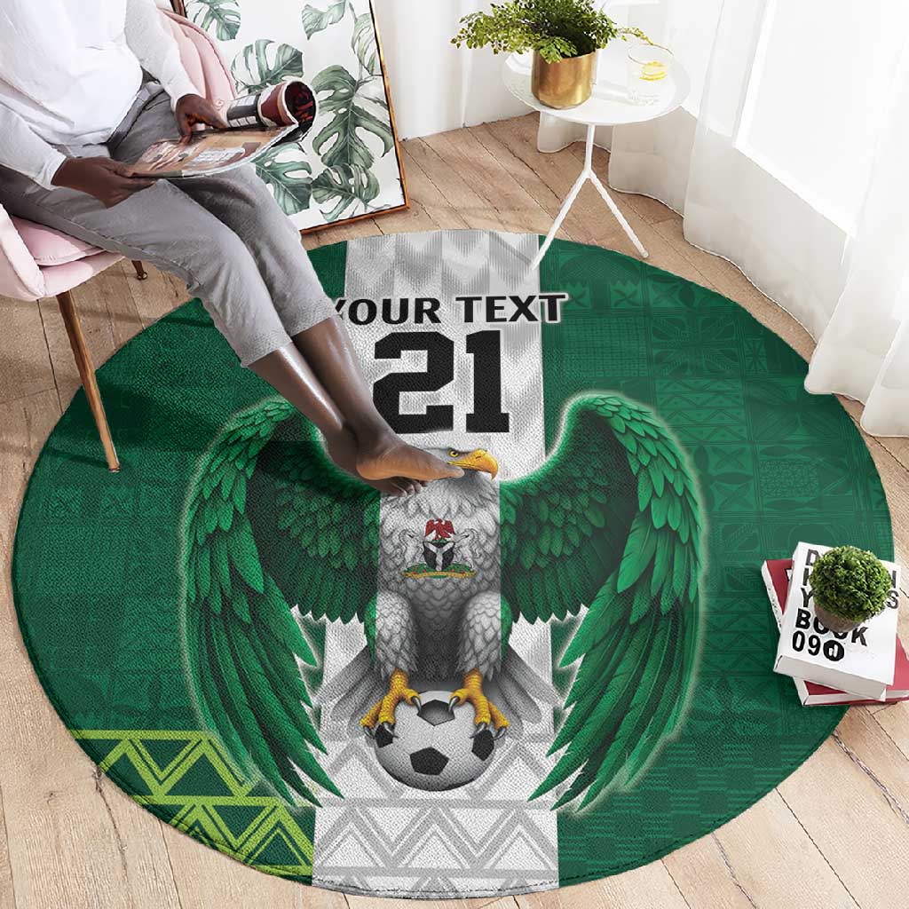 Custom Football African Nigeria Round Carpet Retro Nigeria 20-21 Eagle Flag Motif LT9