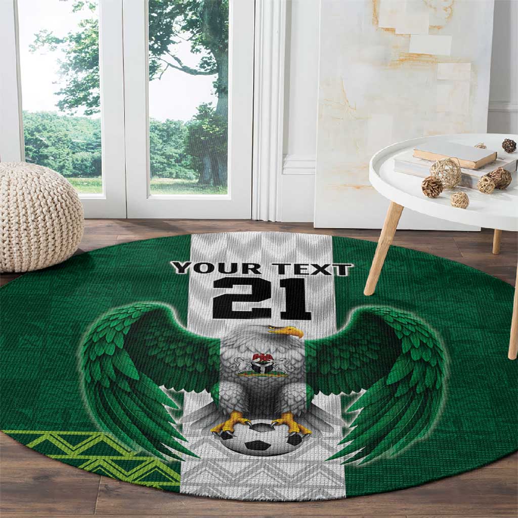 Custom Football African Nigeria Round Carpet Retro Nigeria 20-21 Eagle Flag Motif LT9