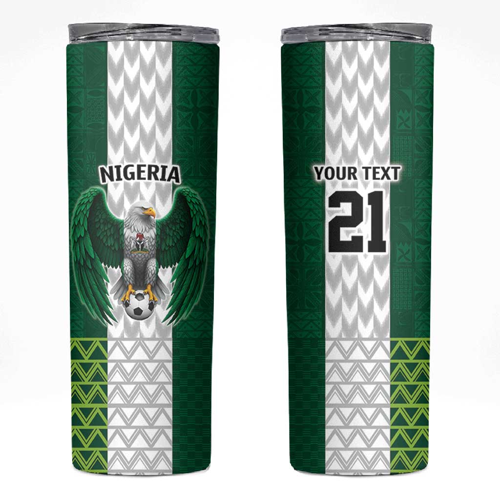 Custom Football African Nigeria Skinny Tumbler Retro Nigeria 20-21 Eagle Flag Motif LT9