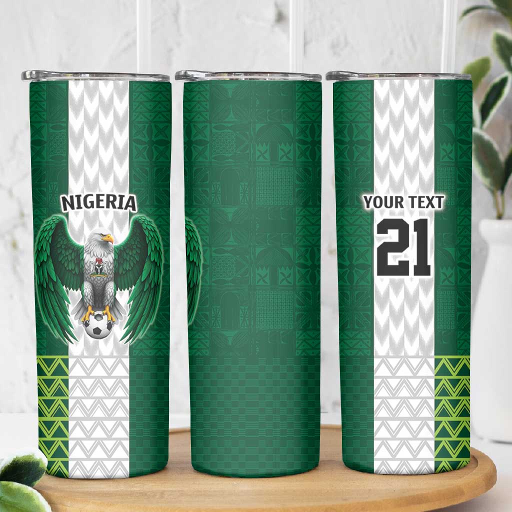 Custom Football African Nigeria Skinny Tumbler Retro Nigeria 20-21 Eagle Flag Motif LT9