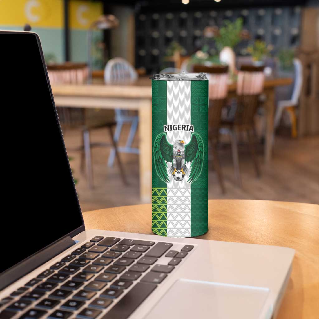 Custom Football African Nigeria Skinny Tumbler Retro Nigeria 20-21 Eagle Flag Motif LT9
