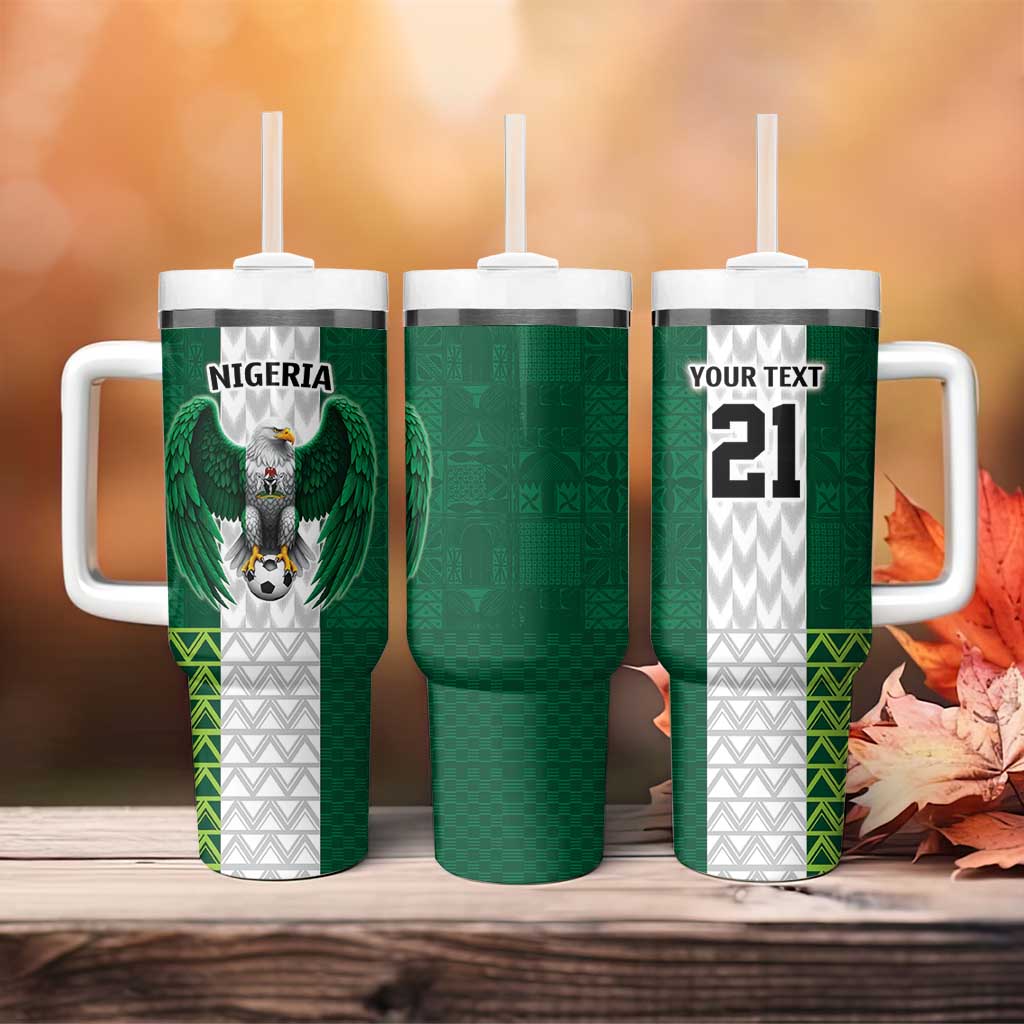 Custom Football African Nigeria Tumbler With Handle Retro Nigeria 20-21 Eagle Flag Motif LT9
