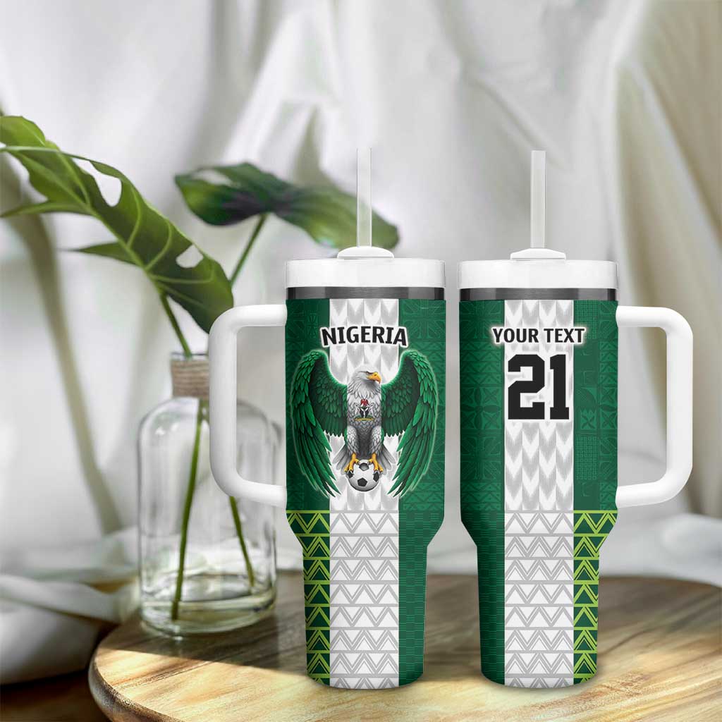 Custom Football African Nigeria Tumbler With Handle Retro Nigeria 20-21 Eagle Flag Motif LT9
