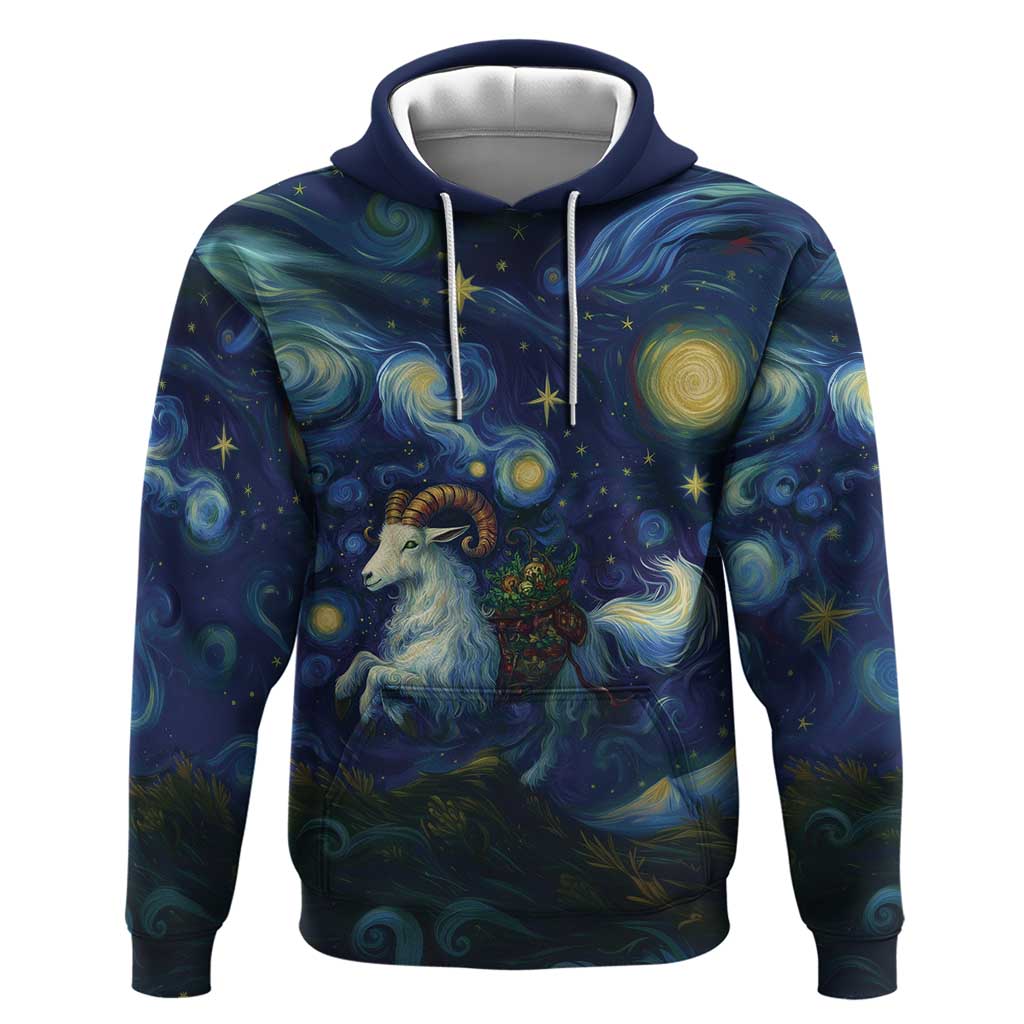 Yule Goat Starry Night Hoodie LT9