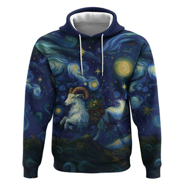 Yule Goat Starry Night Hoodie LT9