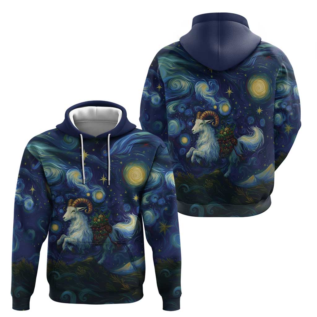 Yule Goat Starry Night Hoodie LT9