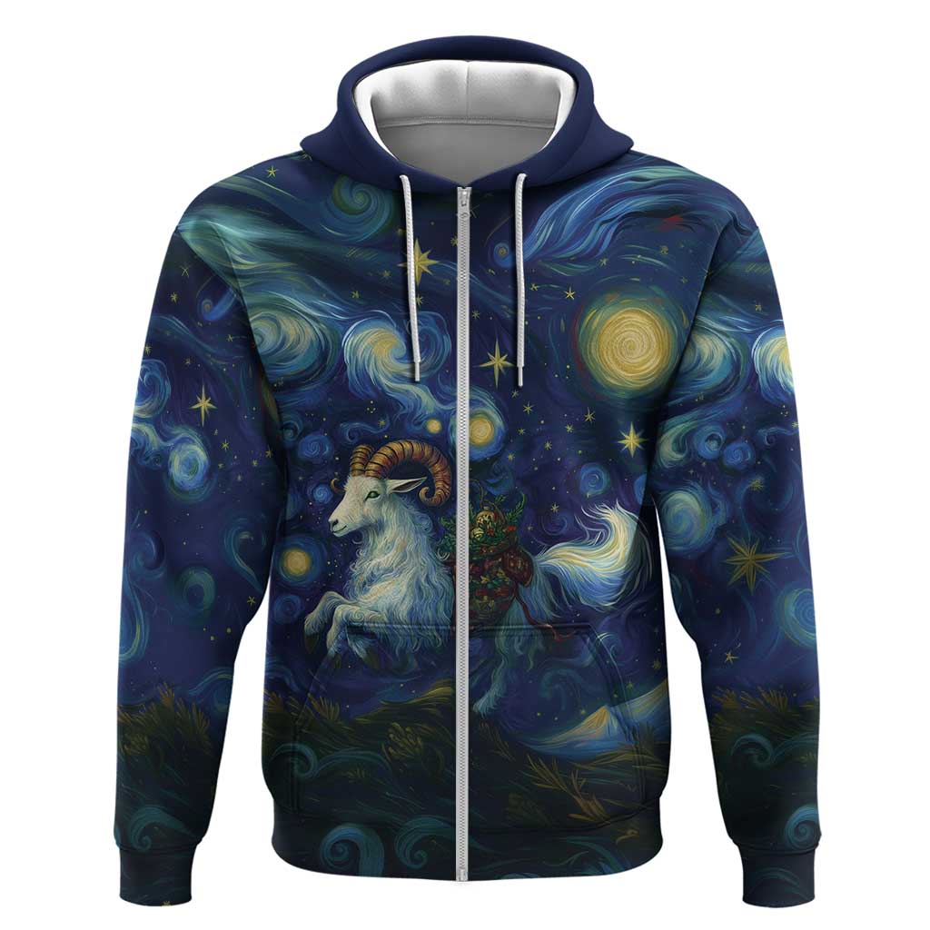 Yule Goat Starry Night Hoodie LT9