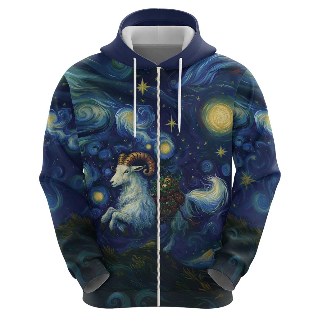 Yule Goat Starry Night Hoodie LT9
