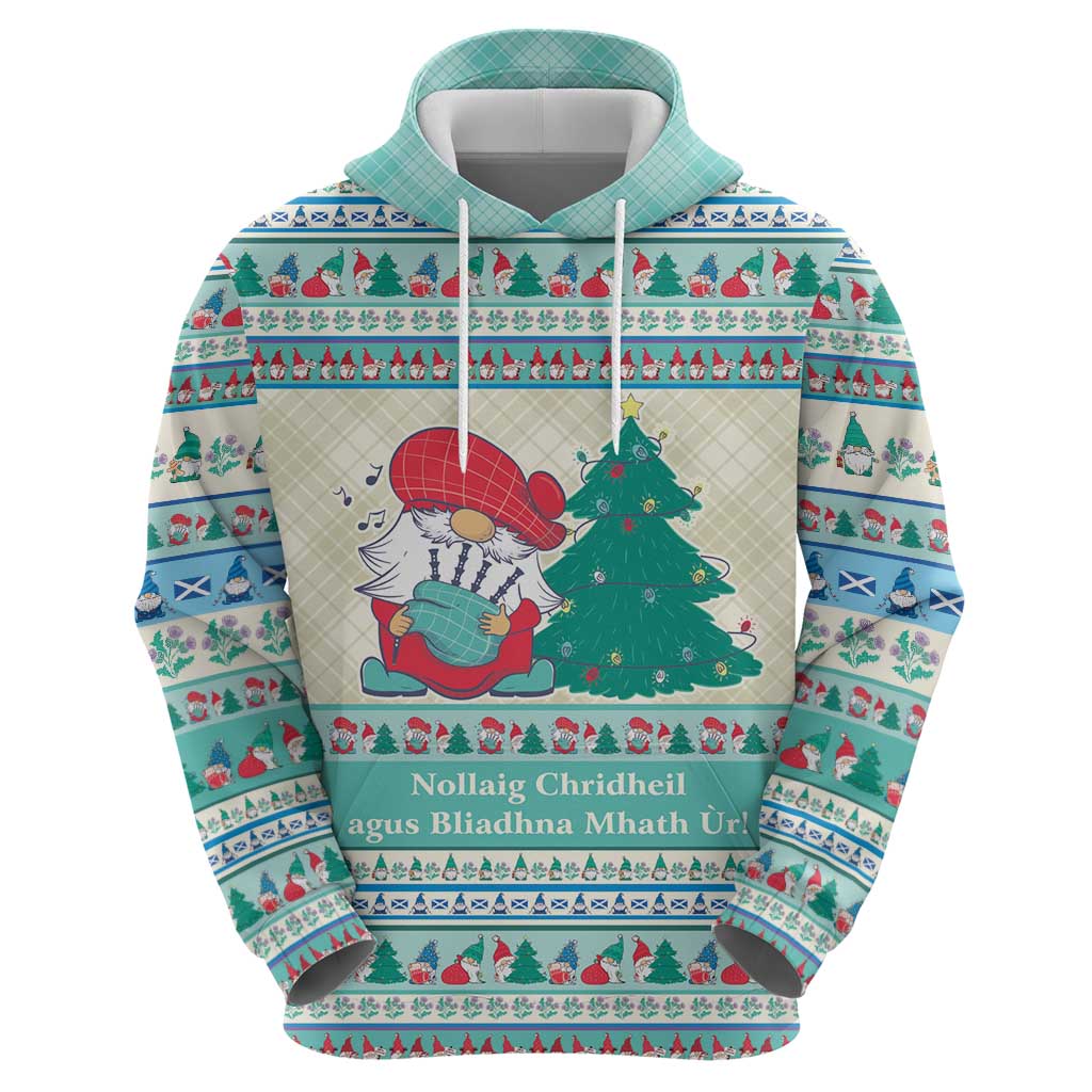 Gnome Bagpies Musical Hoodie Nollaig Chridheil Scotland Christmas Pattern LT9