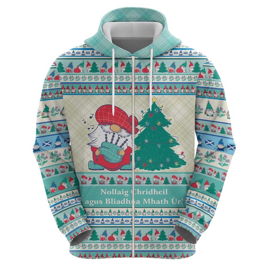 Gnome Bagpies Musical Hoodie Nollaig Chridheil Scotland Christmas Pattern LT9