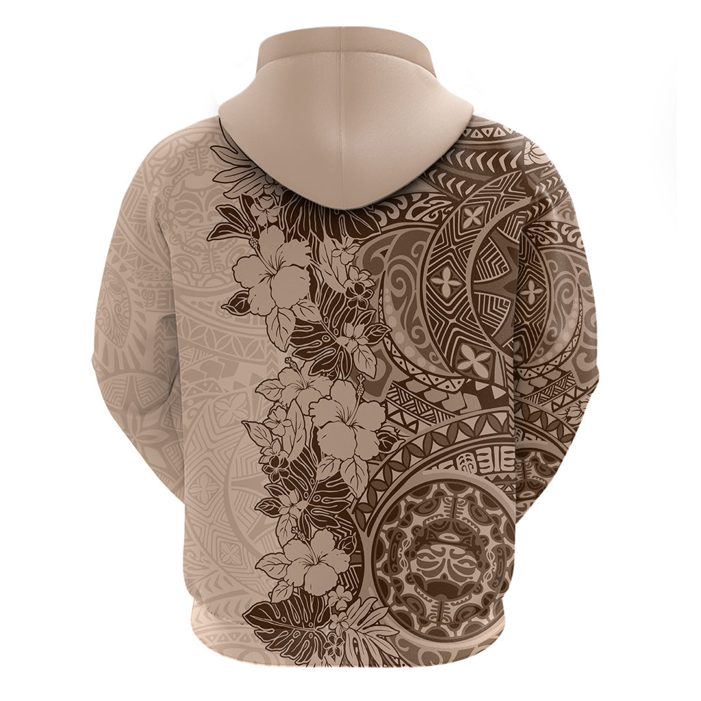 Polynesia Hoodie Hibiscus and Hawaiian Tribal Tattoo Retro Style Pink Pastel LT9