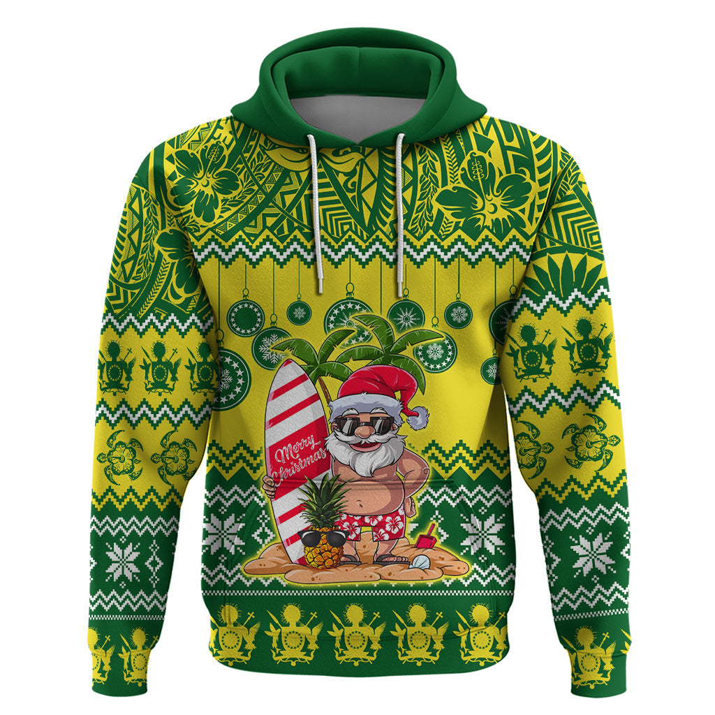 Cook Islands Christmas Hoodie Santa Beach Meri Kiritimiti LT9