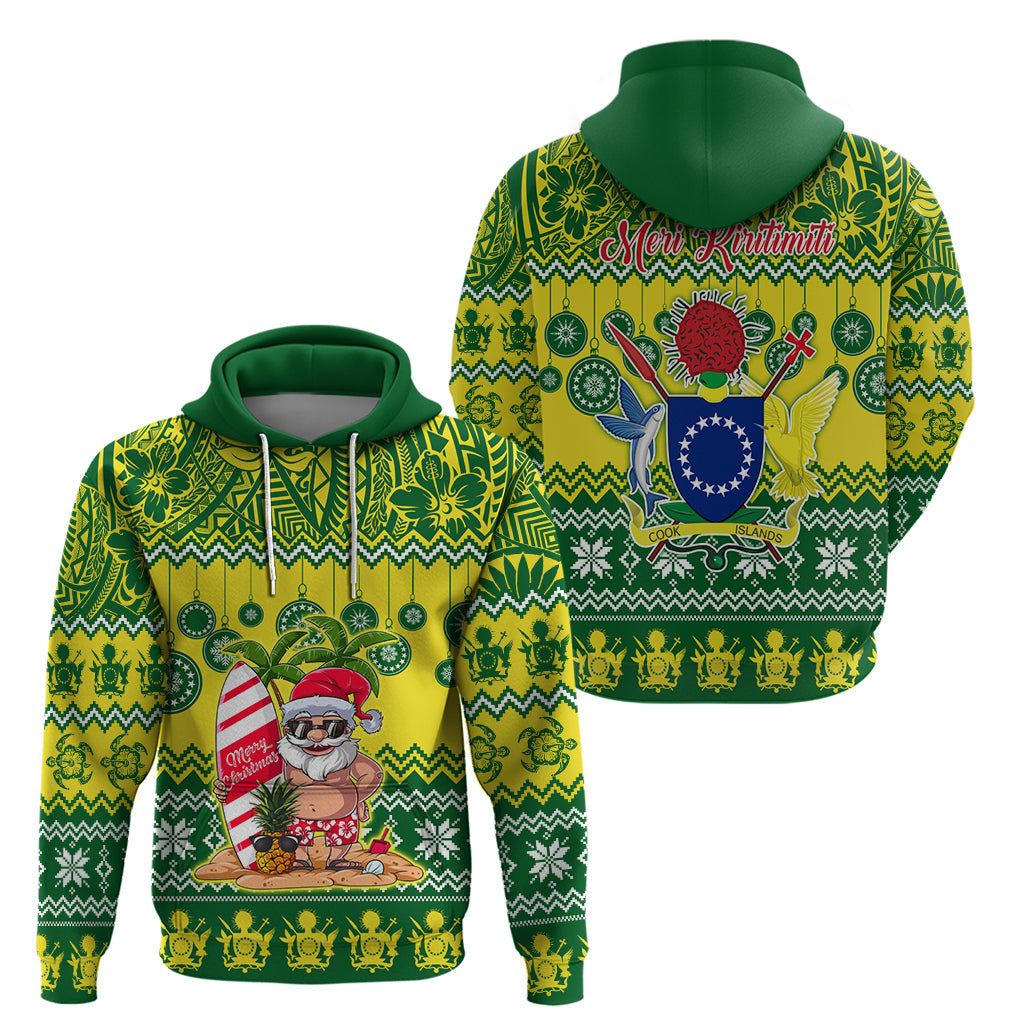 Cook Islands Christmas Hoodie Santa Beach Meri Kiritimiti LT9