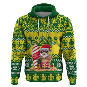 Personalised Cook Islands Christmas Hoodie Santa Beach Meri Kiritimiti LT9
