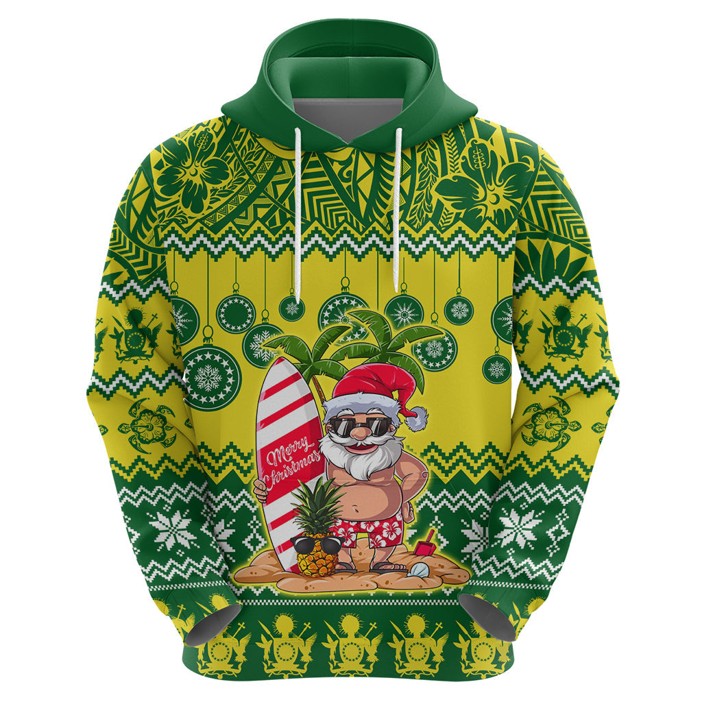 Personalised Cook Islands Christmas Hoodie Santa Beach Meri Kiritimiti LT9