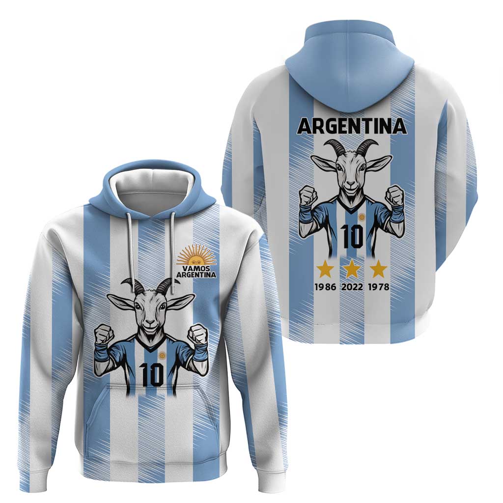 Blue Argentina 10 Goat Hoodie History Champions World Cup LT9