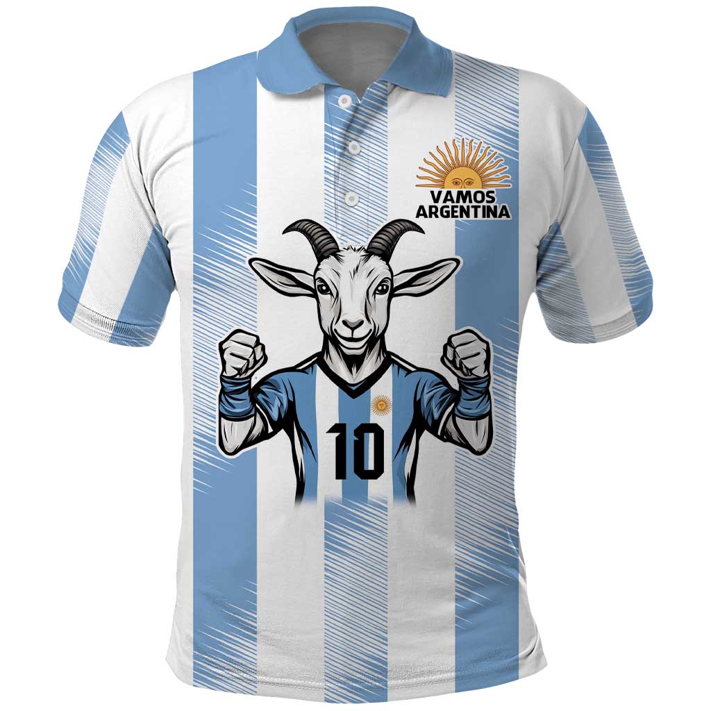 Blue Argentina 10 Goat Polo Shirt History Champions World Cup LT9