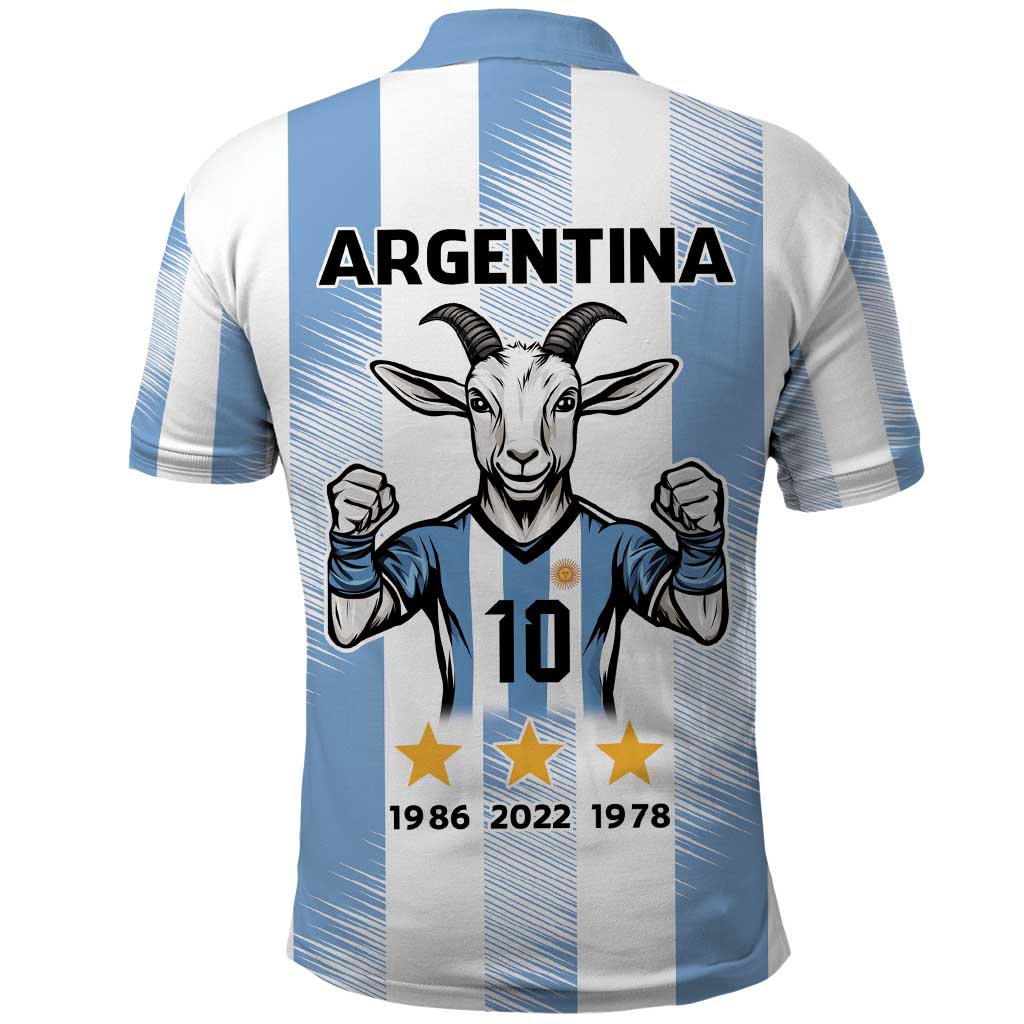 Blue Argentina 10 Goat Polo Shirt History Champions World Cup LT9