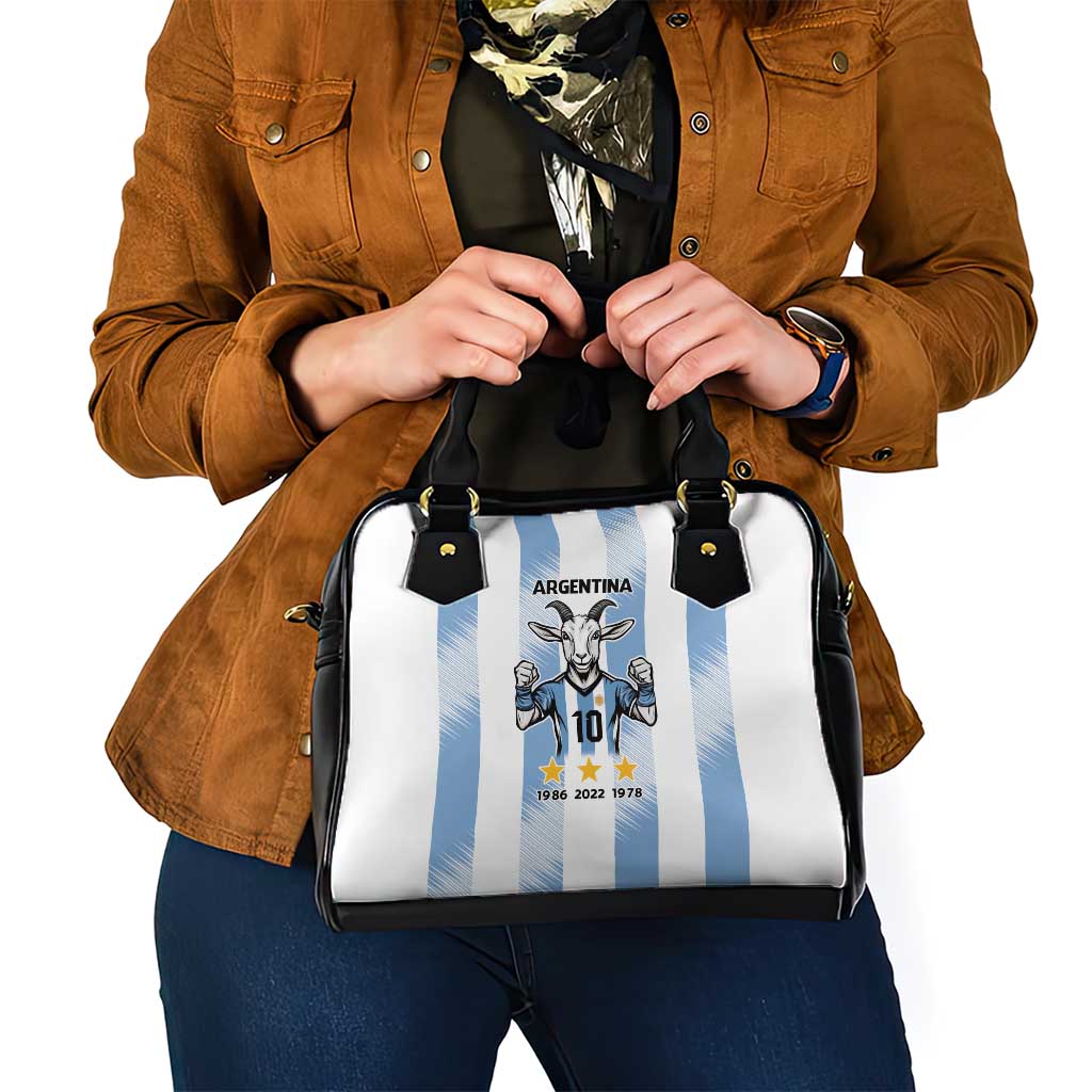 Blue Argentina 10 Goat Shoulder Handbag History Champions World Cup LT9
