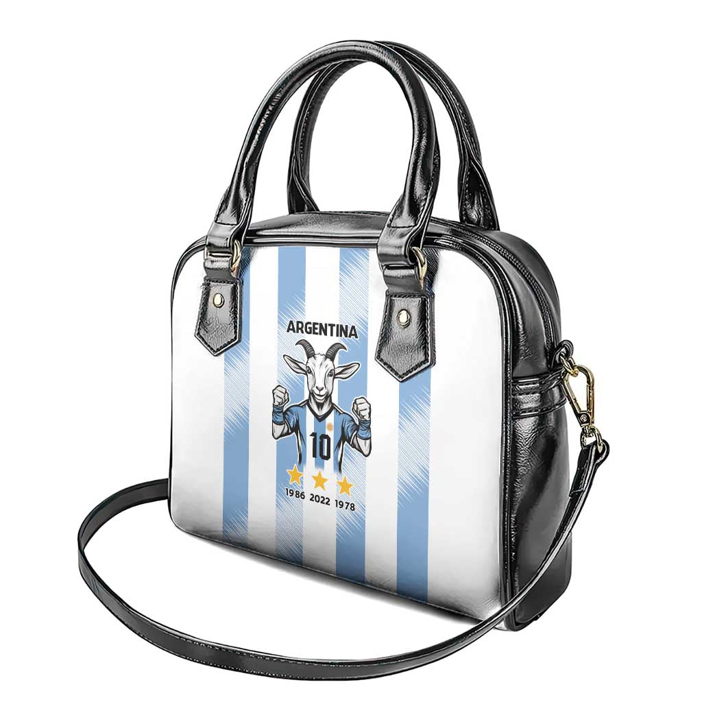 Blue Argentina 10 Goat Shoulder Handbag History Champions World Cup LT9