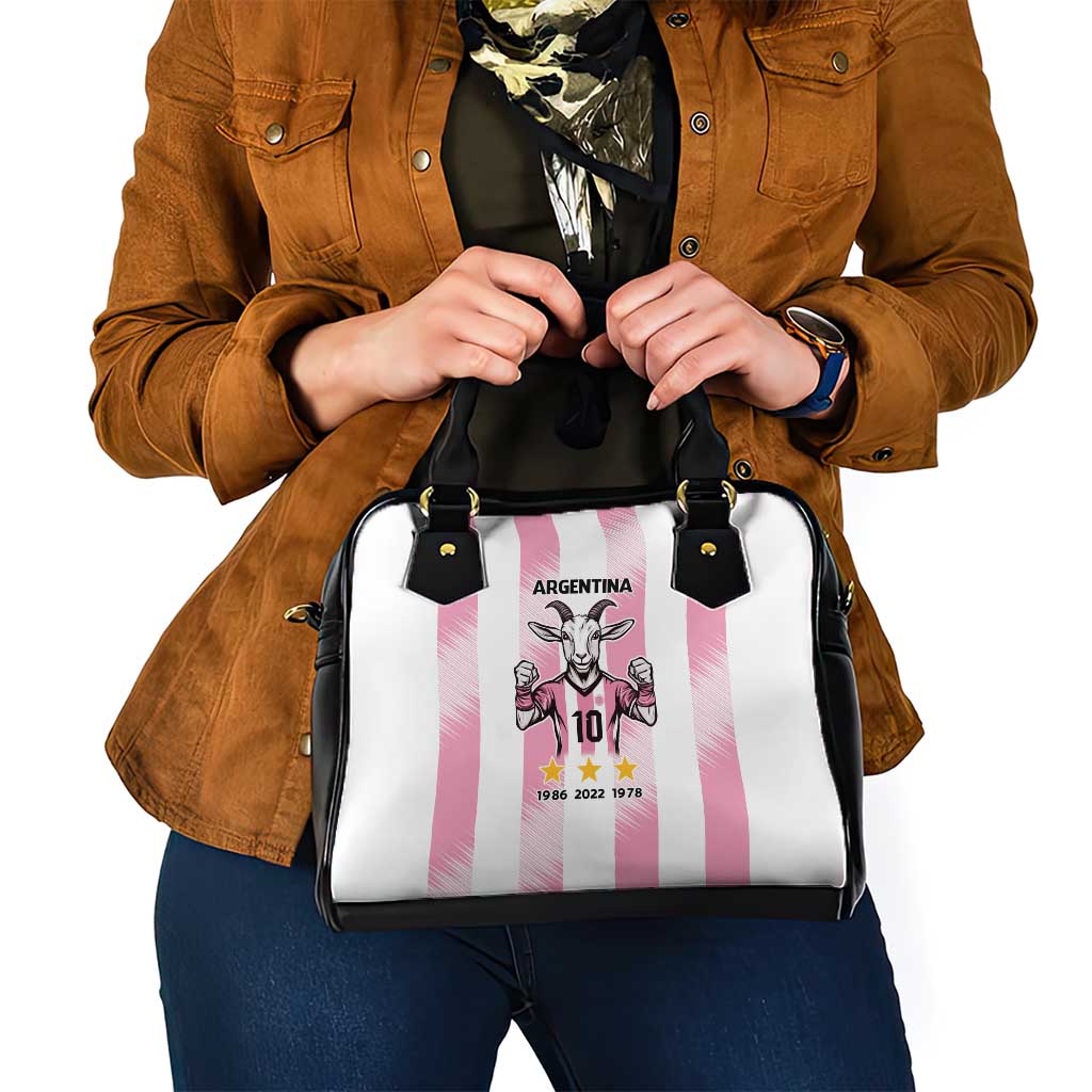 Pink Argentina 10 Goat Shoulder Handbag History Champions World Cup LT9