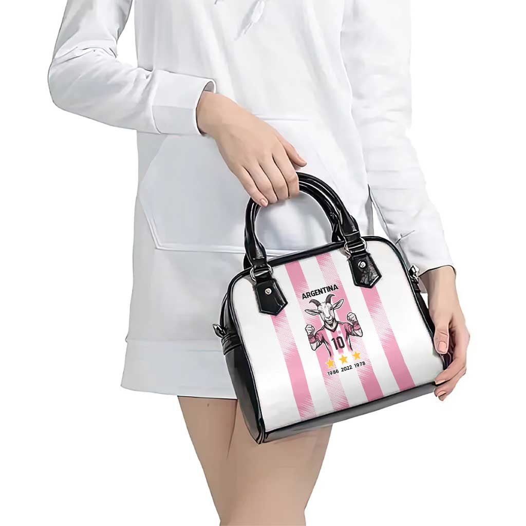 Pink Argentina 10 Goat Shoulder Handbag History Champions World Cup LT9