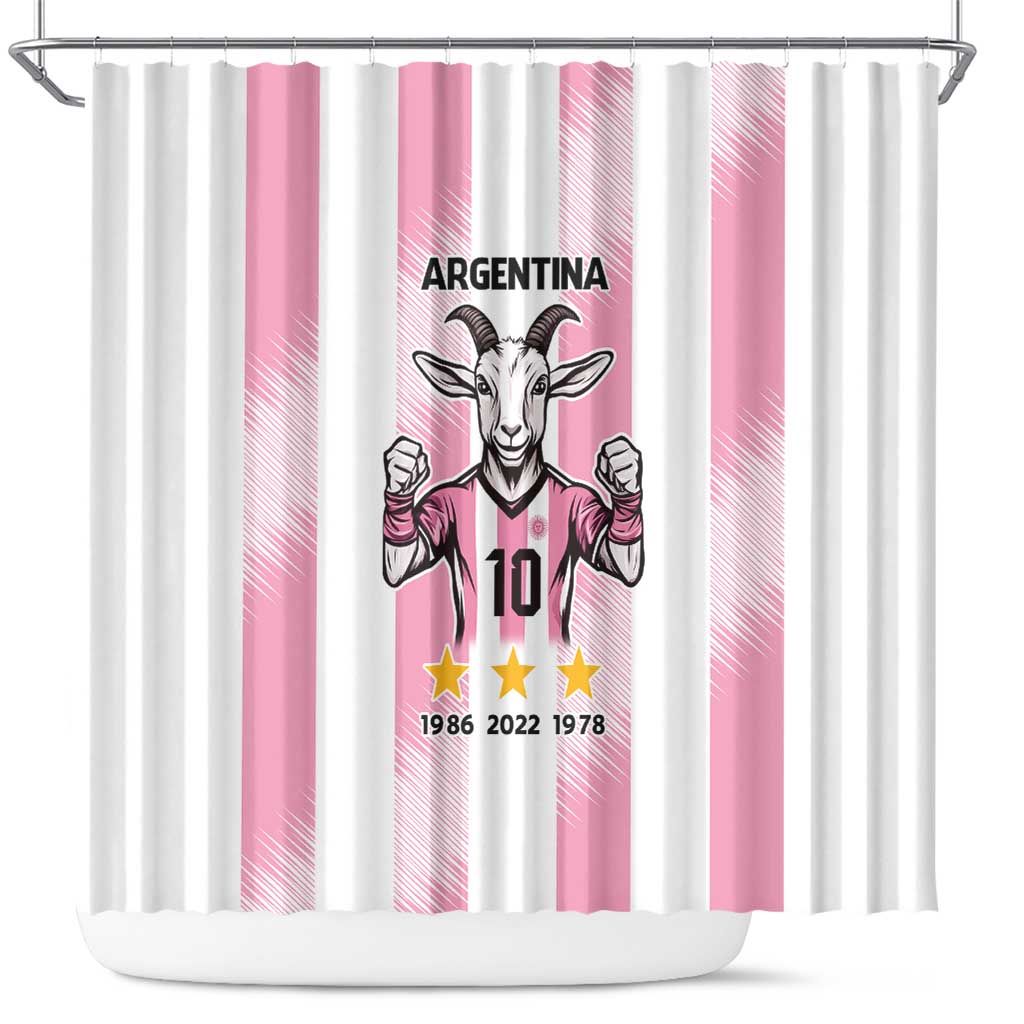 Pink Argentina 10 Goat Shower Curtain History Champions World Cup LT9