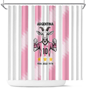 Pink Argentina 10 Goat Shower Curtain History Champions World Cup LT9