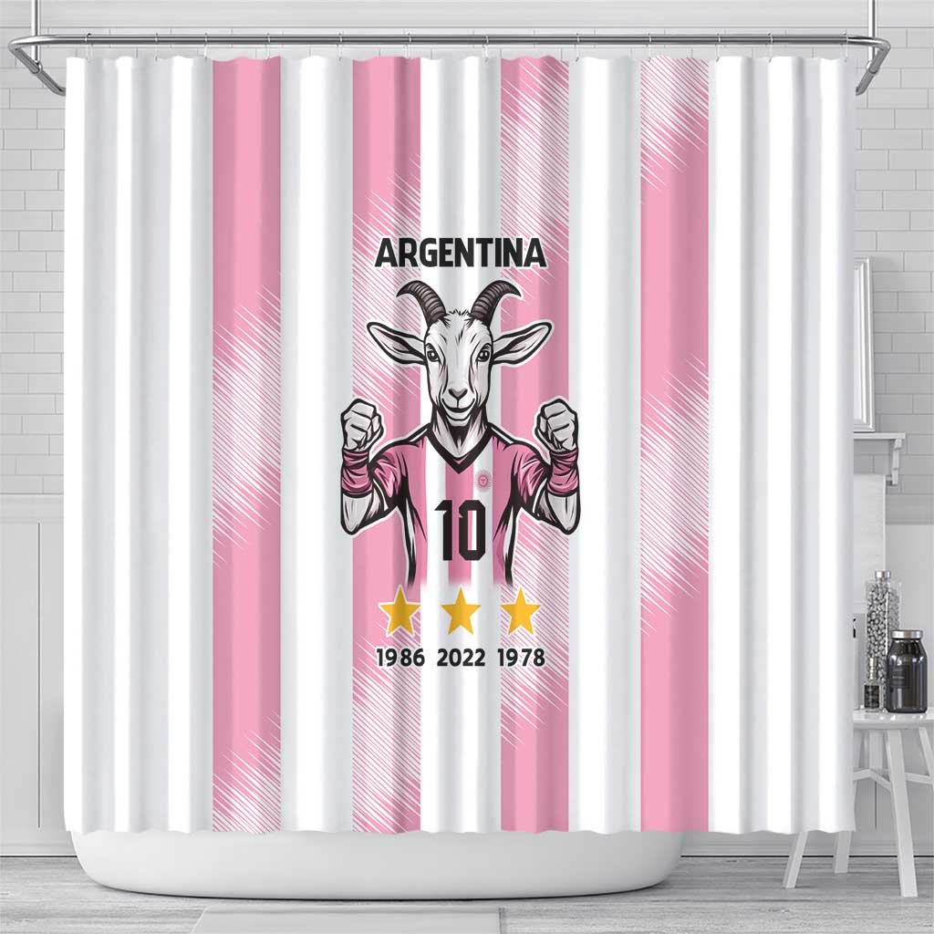 Pink Argentina 10 Goat Shower Curtain History Champions World Cup LT9