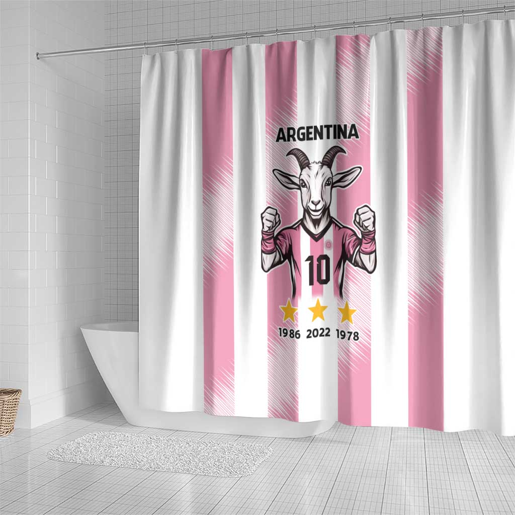 Pink Argentina 10 Goat Shower Curtain History Champions World Cup LT9