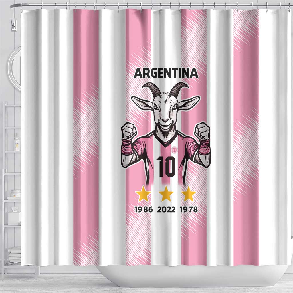 Pink Argentina 10 Goat Shower Curtain History Champions World Cup LT9