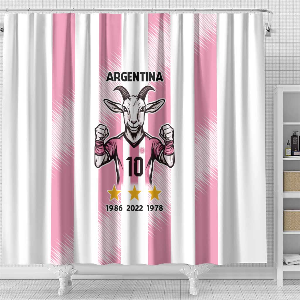 Pink Argentina 10 Goat Shower Curtain History Champions World Cup LT9