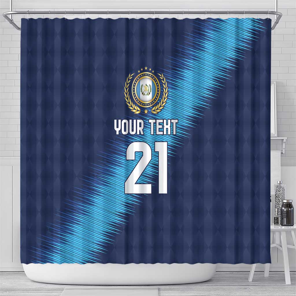 Guatemala Football Custom Shower Curtain Go Los Chapines Blue Pattern LT9