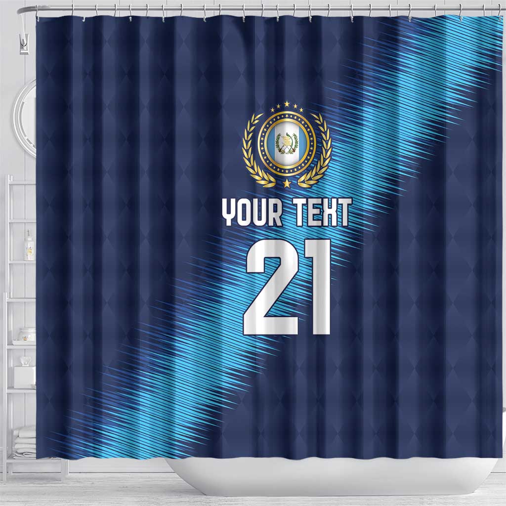 Guatemala Football Custom Shower Curtain Go Los Chapines Blue Pattern LT9