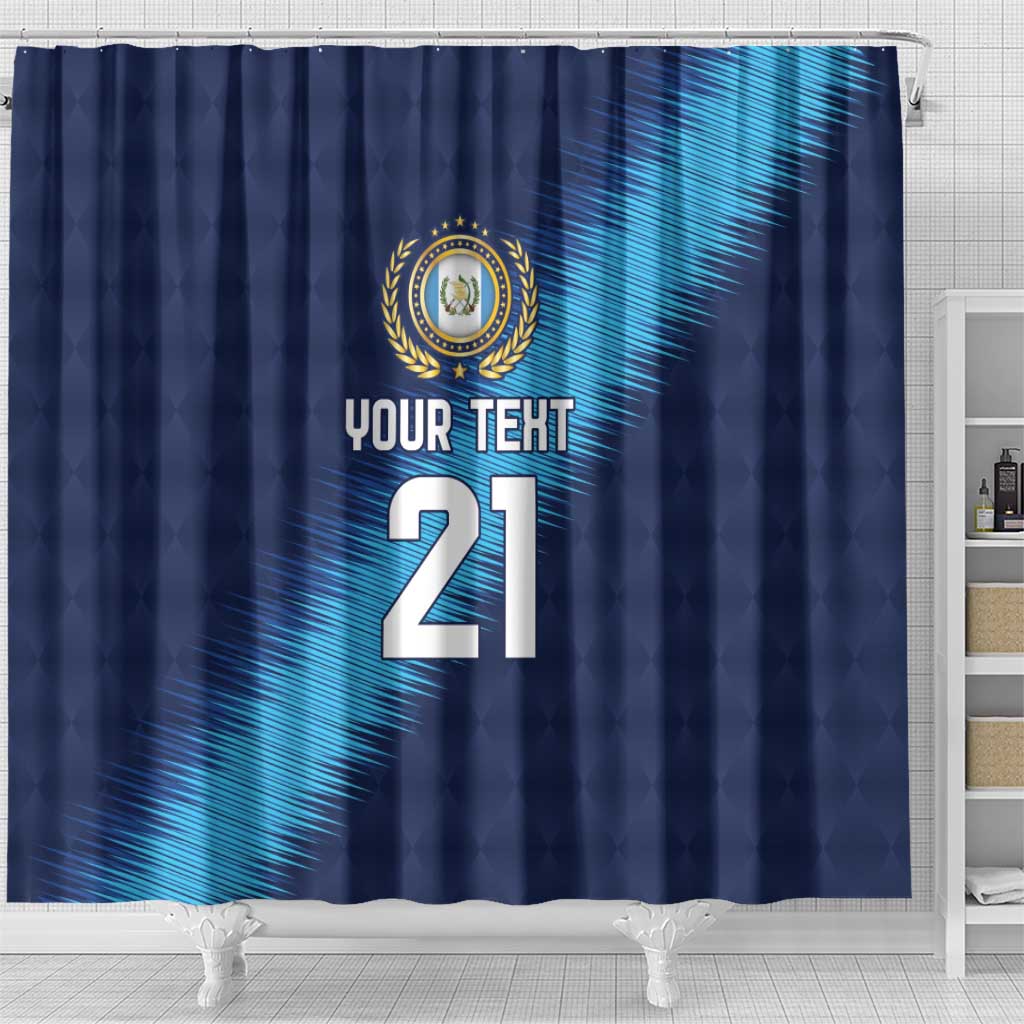 Guatemala Football Custom Shower Curtain Go Los Chapines Blue Pattern LT9