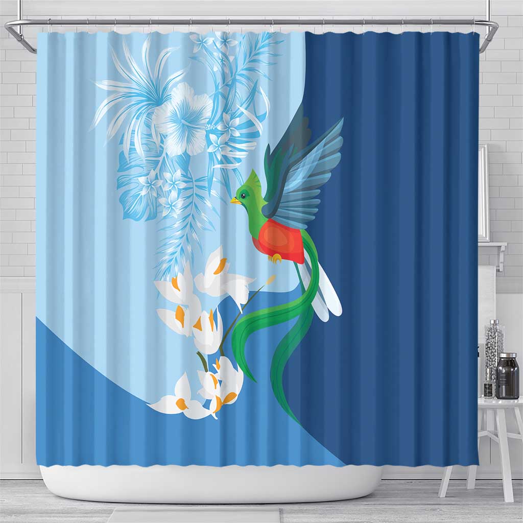 Guatemala Quetzal Bird Shower Curtain Monja Blanca Flowers LT9