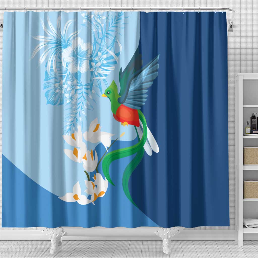 Guatemala Quetzal Bird Shower Curtain Monja Blanca Flowers LT9