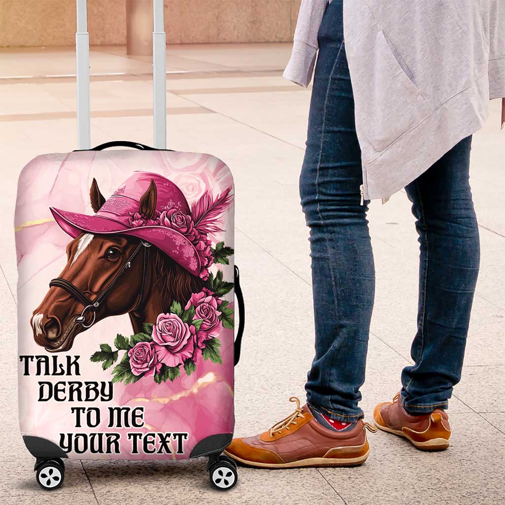 Personalized Kentucky Horse Race Luggage Cover Big Hats And Horses Pink Out Party LT9