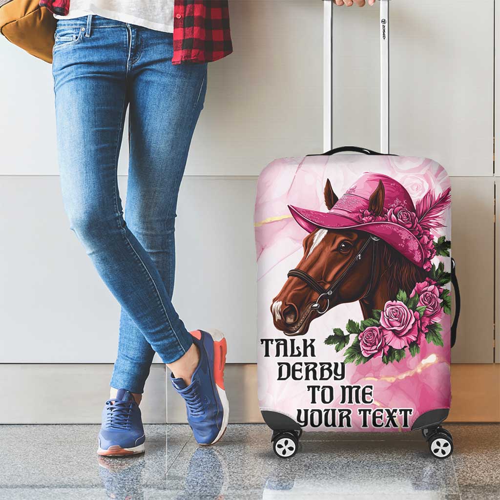 Personalized Kentucky Horse Race Luggage Cover Big Hats And Horses Pink Out Party LT9