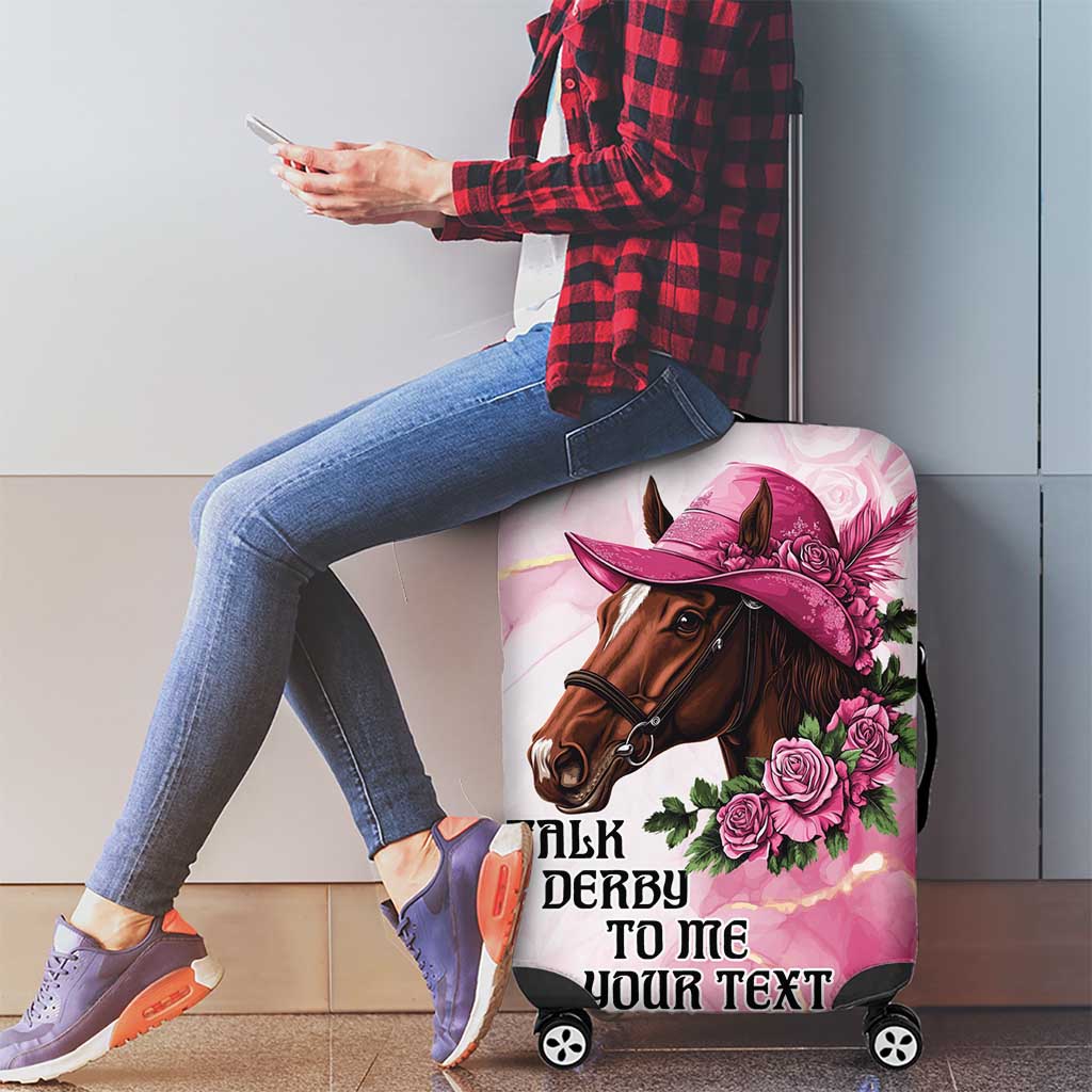 Personalized Kentucky Horse Race Luggage Cover Big Hats And Horses Pink Out Party LT9